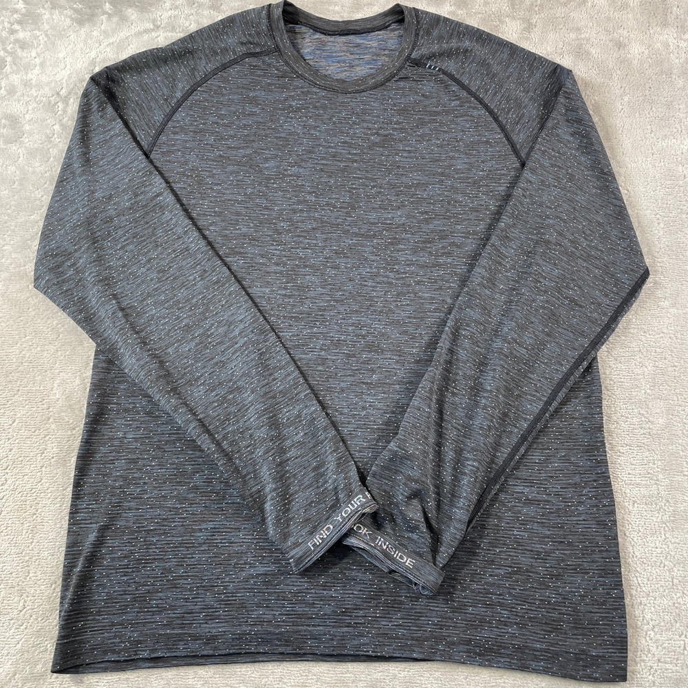 Lululemon Shirt Metal Vent Tech 2.0 Mens Large Grey Heather Long Sleeve Preppy